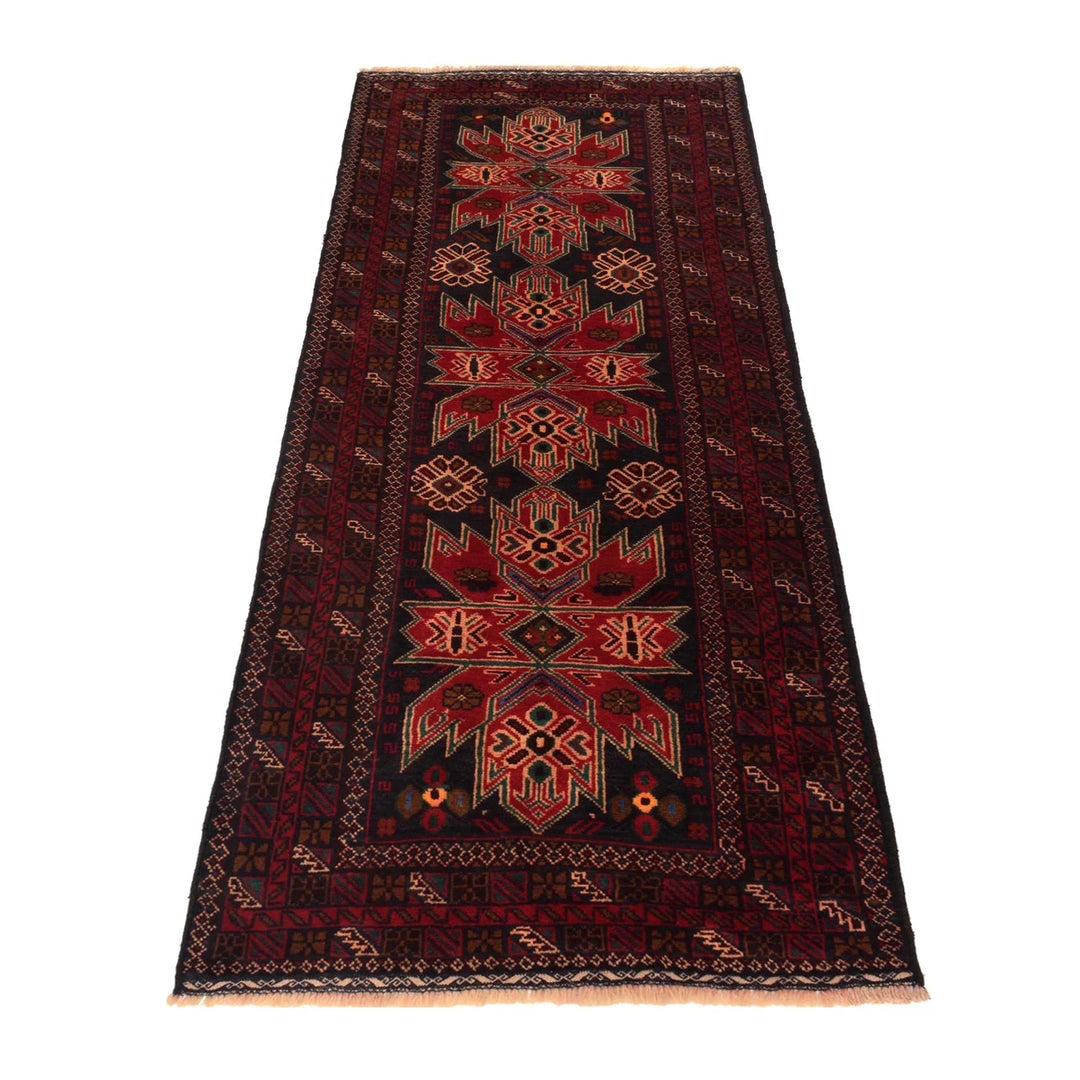 Red Afghan Baluchi Rug 2' 9" x 7' 0" Hand-Knotted | No. AL84694