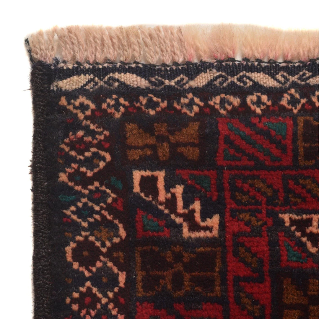 Red Afghan Baluchi Rug 2' 9" x 7' 0" Hand-Knotted | No. AL84694