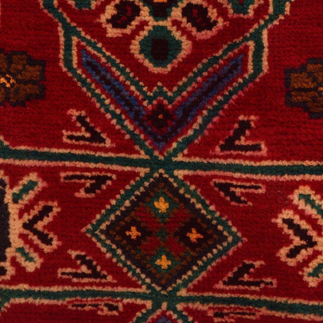 Red Afghan Baluchi Rug 2' 9" x 7' 0" Hand-Knotted | No. AL84694