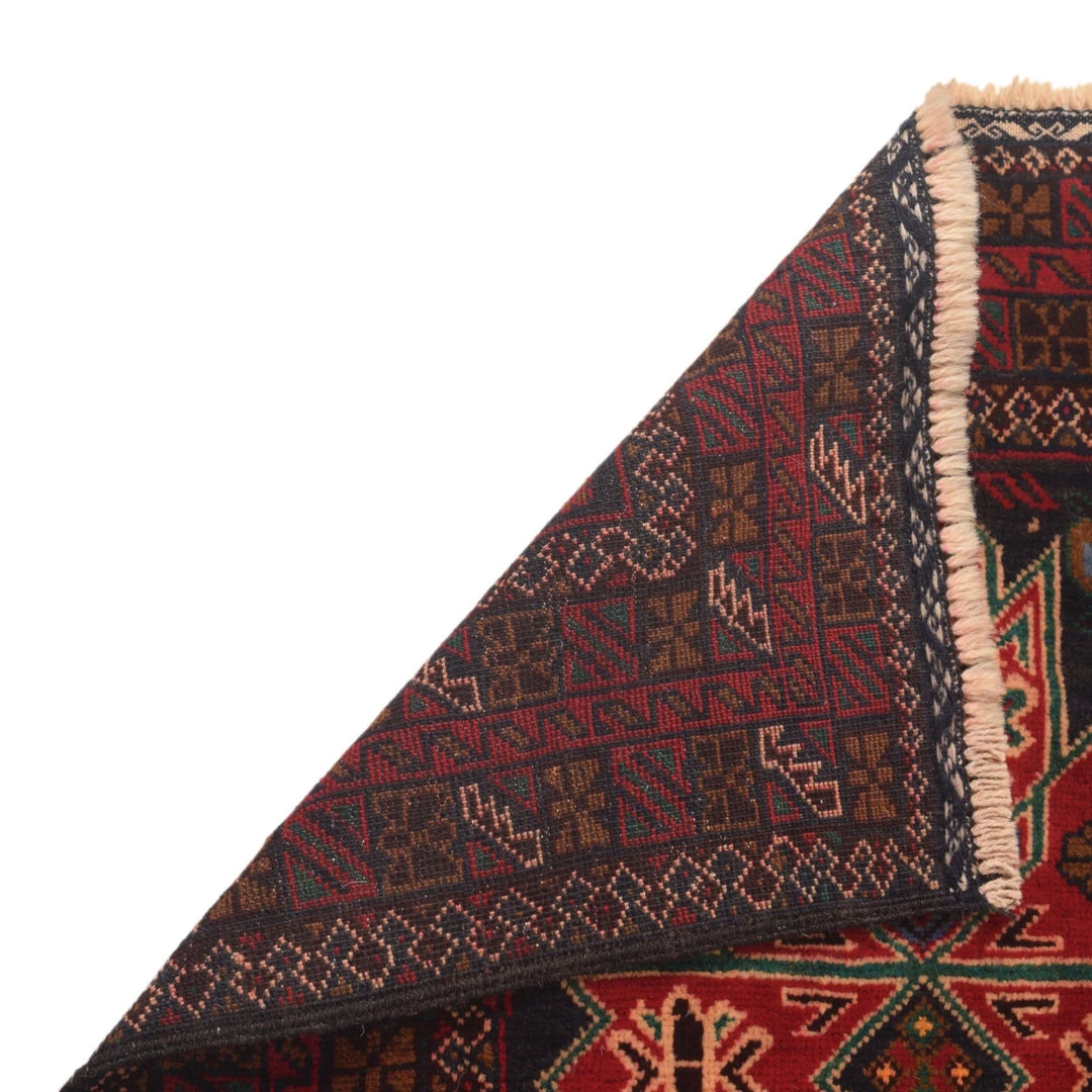 Red Afghan Baluchi Rug 2' 9" x 7' 0" Hand-Knotted | No. AL84694