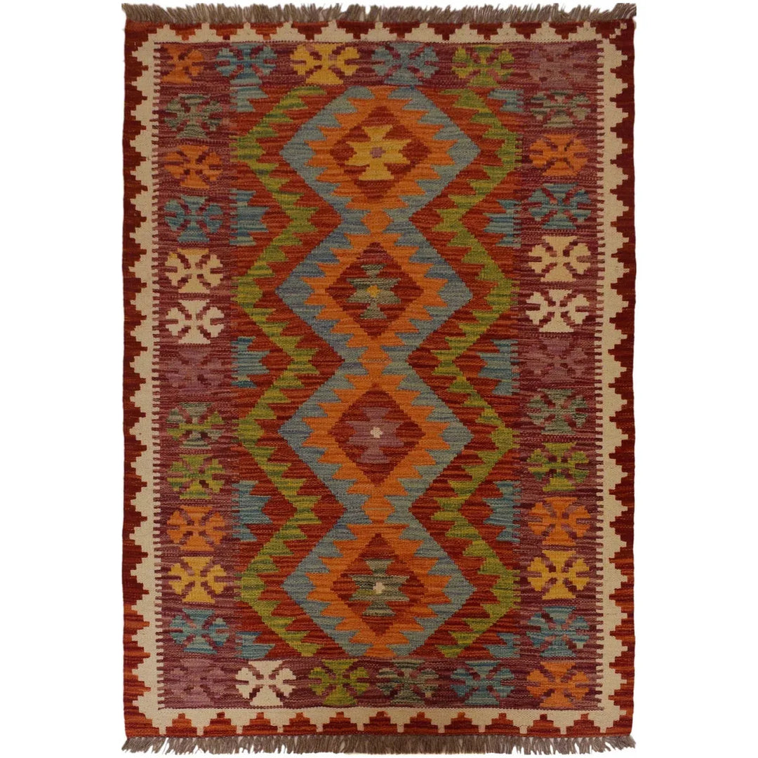 Afghan Kilim Rug 3' 4" x 5' 0" Flat-Weave | No. AL84766
