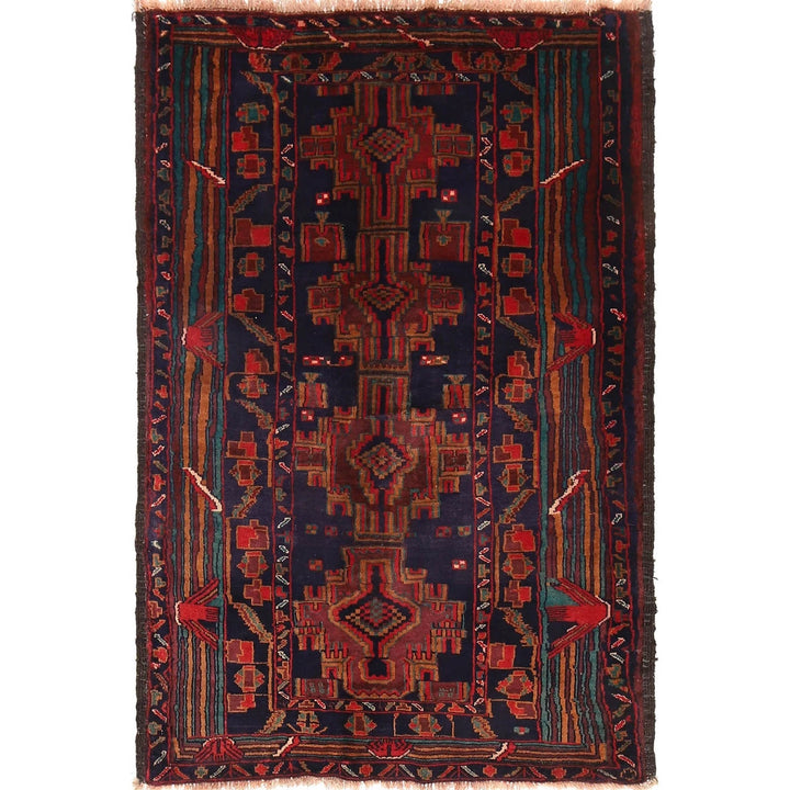 Afghan Baluchi Rug 3' 4" x 4' 11" Hand-Knotted | No. AL84769