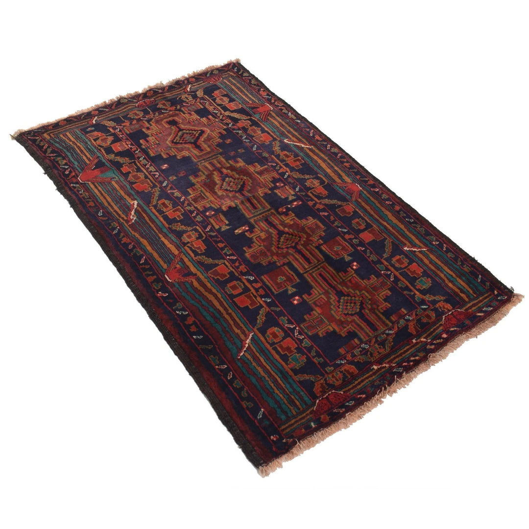 Afghan Baluchi Rug 3' 4" x 4' 11" Hand-Knotted | No. AL84769