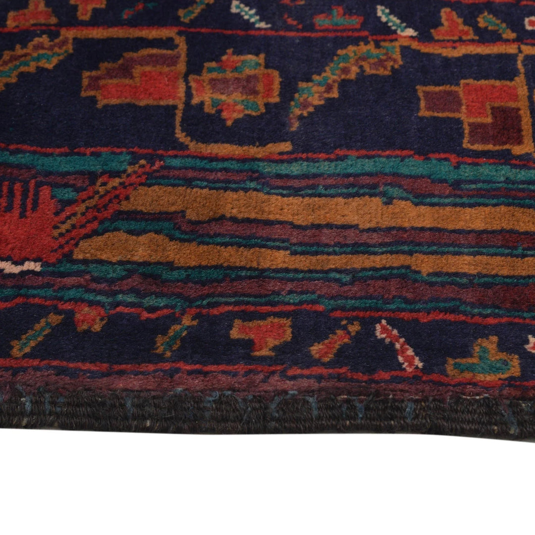 Afghan Baluchi Rug 3' 4" x 4' 11" Hand-Knotted | No. AL84769