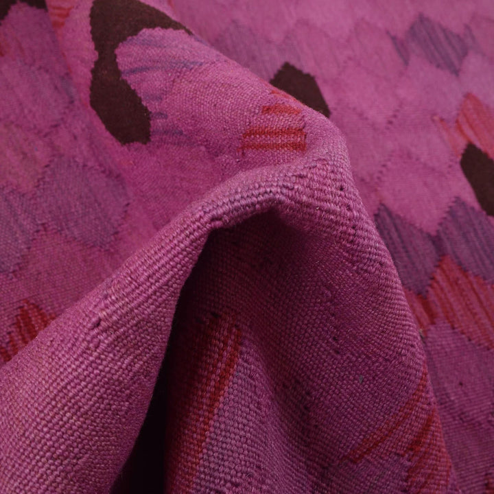 Pink Afghan Kilim Rug 4' 0" x 5' 7" Flat-Weave | No. AL84812