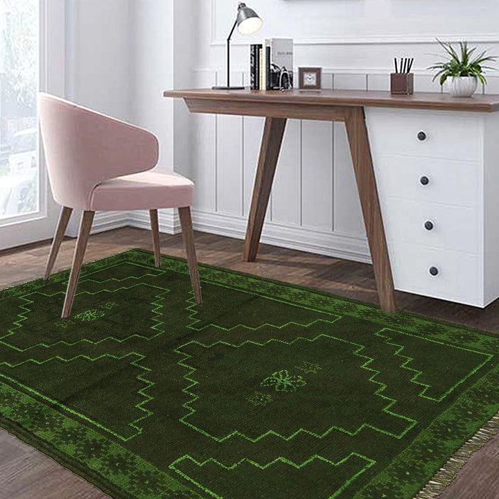 Green Pakistani Overdyed Rug 2' 8" x 4' 3" Hand-Knotted | No. AL84884