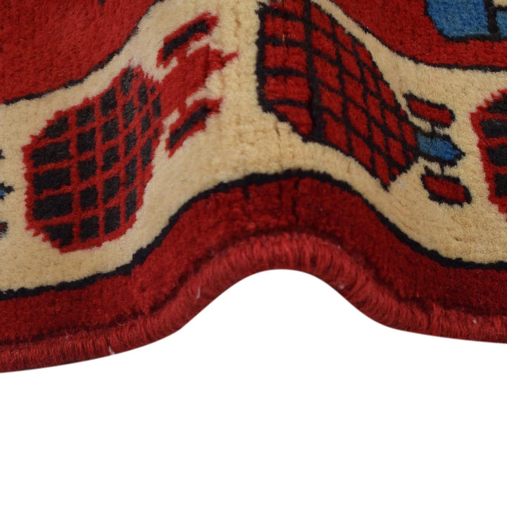 Red Afghan War Rug 3' 4" x 4' 10" Hand-Knotted | No. AL84890