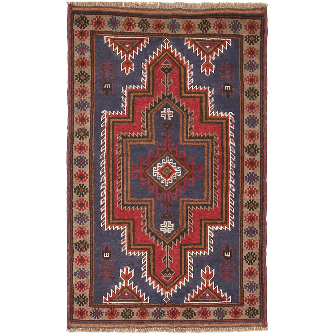 Dark Blue Afghan Baluchi Rug 2' 11" x 4' 8" Hand-Knotted | No. AL84923