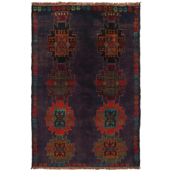 Afghan Baluchi Rug 4' 3" x 6' 6" Hand-Knotted | No. AL84928