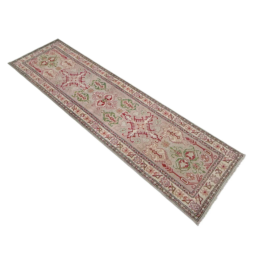 Afghan Kazak Rug 2' 5" x 10' 2" Hand-Knotted | No. AL84946