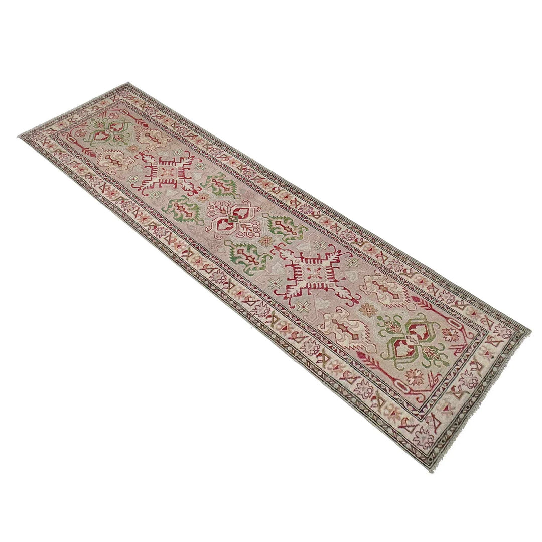 Afghan Kazak Rug 2' 5" x 10' 2" Hand-Knotted | No. AL84946