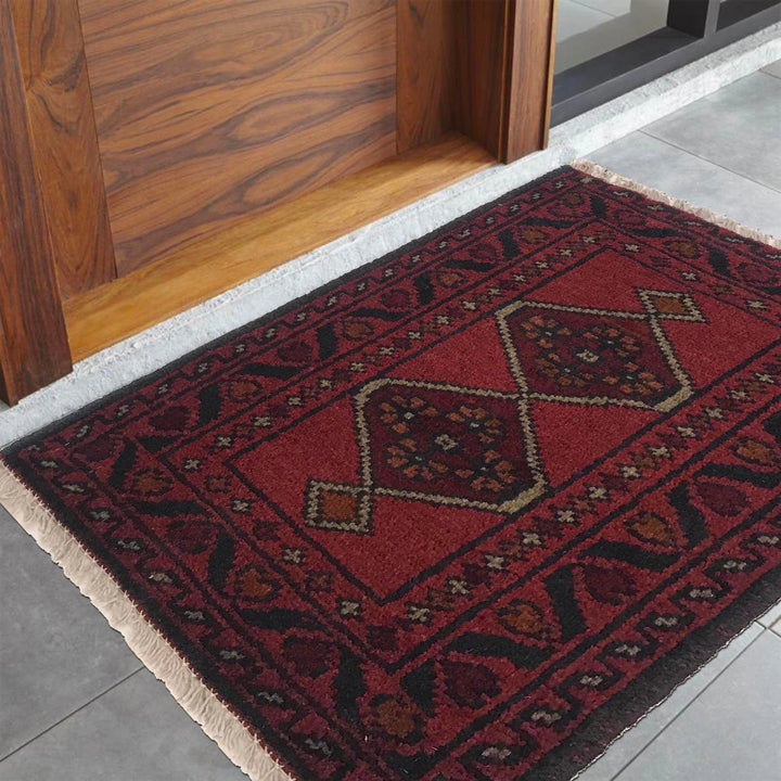 Afghan Oriental Doormat 1' 5" x 1' 11" Hand-Knotted | No. AL84962