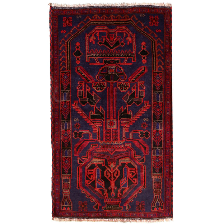 Dark Blue Afghan Baluchi Rug 3' 1" x 5' 1" Hand-Knotted | No. AL84998
