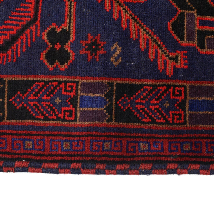 Dark Blue Afghan Baluchi Rug 3' 1" x 5' 1" Hand-Knotted | No. AL84998