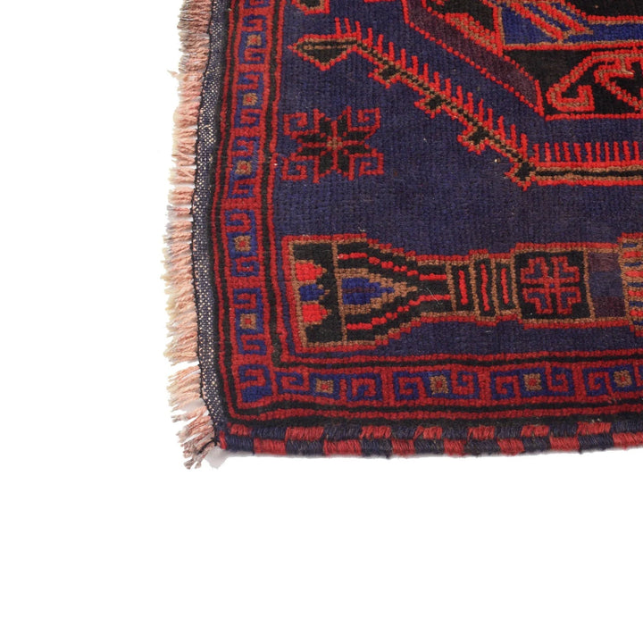 Dark Blue Afghan Baluchi Rug 3' 1" x 5' 1" Hand-Knotted | No. AL84998