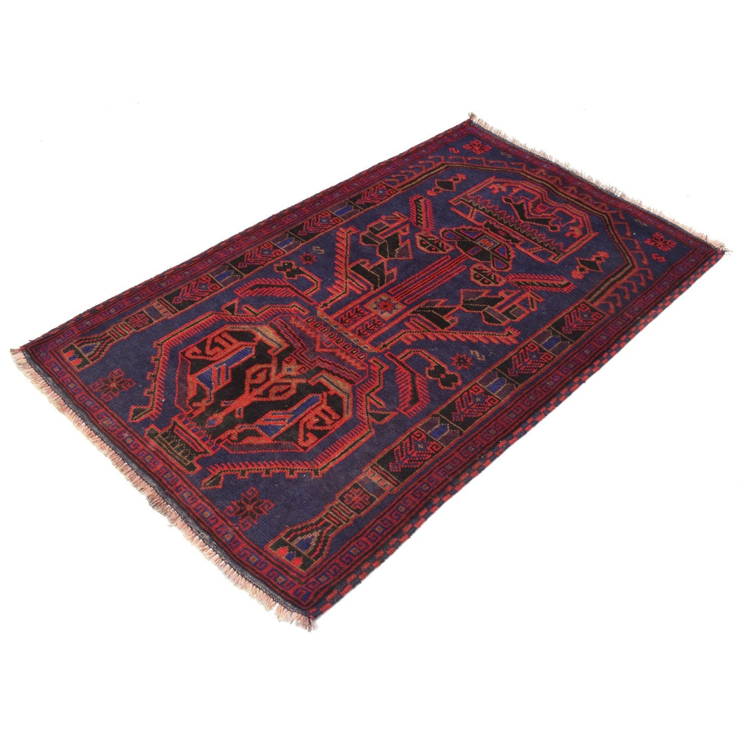 Dark Blue Afghan Baluchi Rug 3' 1" x 5' 1" Hand-Knotted | No. AL84998