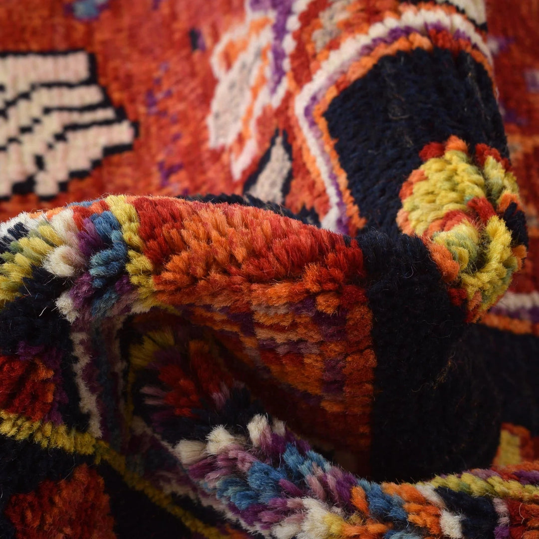 Red Afghan Shirazi Rug 5' 8" x 8' 0" Hand-Knotted | No. AL85040