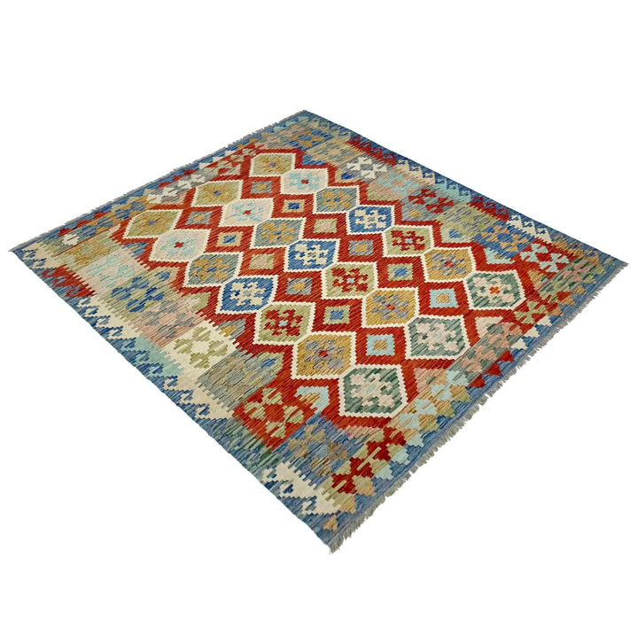 Afghan Vegetable Kilim Rug 6' 1" x 7' 9" Flat-Weave | No. AL850823