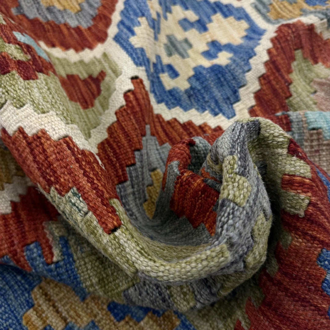 Afghan Vegetable Kilim Rug 6' 1" x 7' 9" Flat-Weave | No. AL850823