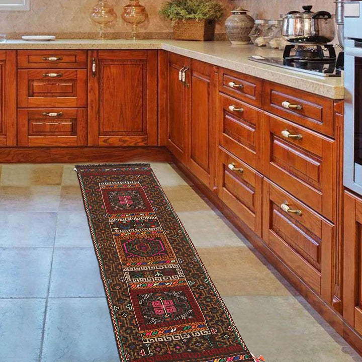 Afghan Sufra Kilem Runner 2' 0" x 5' 5" Flat-Weave | No. AL85122