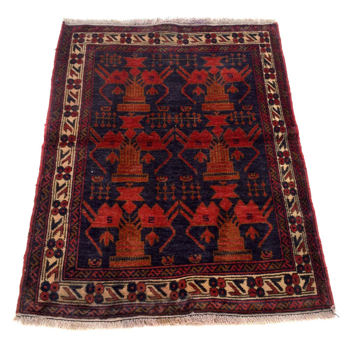 Afghan Baluchi Rug 2'7" x 3'8" Hand-Knotted | No. AL85125