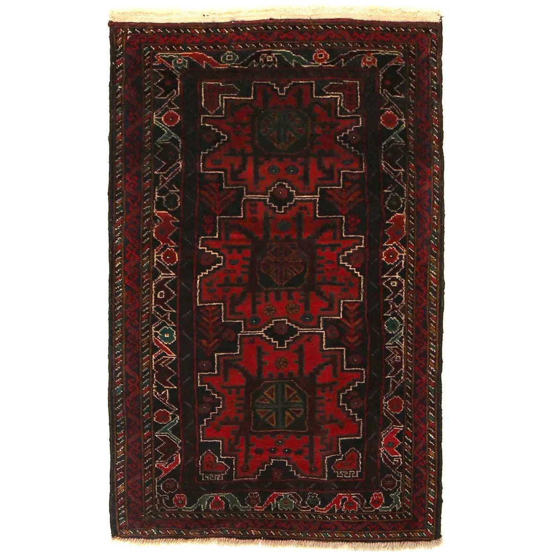 Afghan Baluchi Rug 2' 10" x 4' 4" Hand-Knotted | No. AL85126