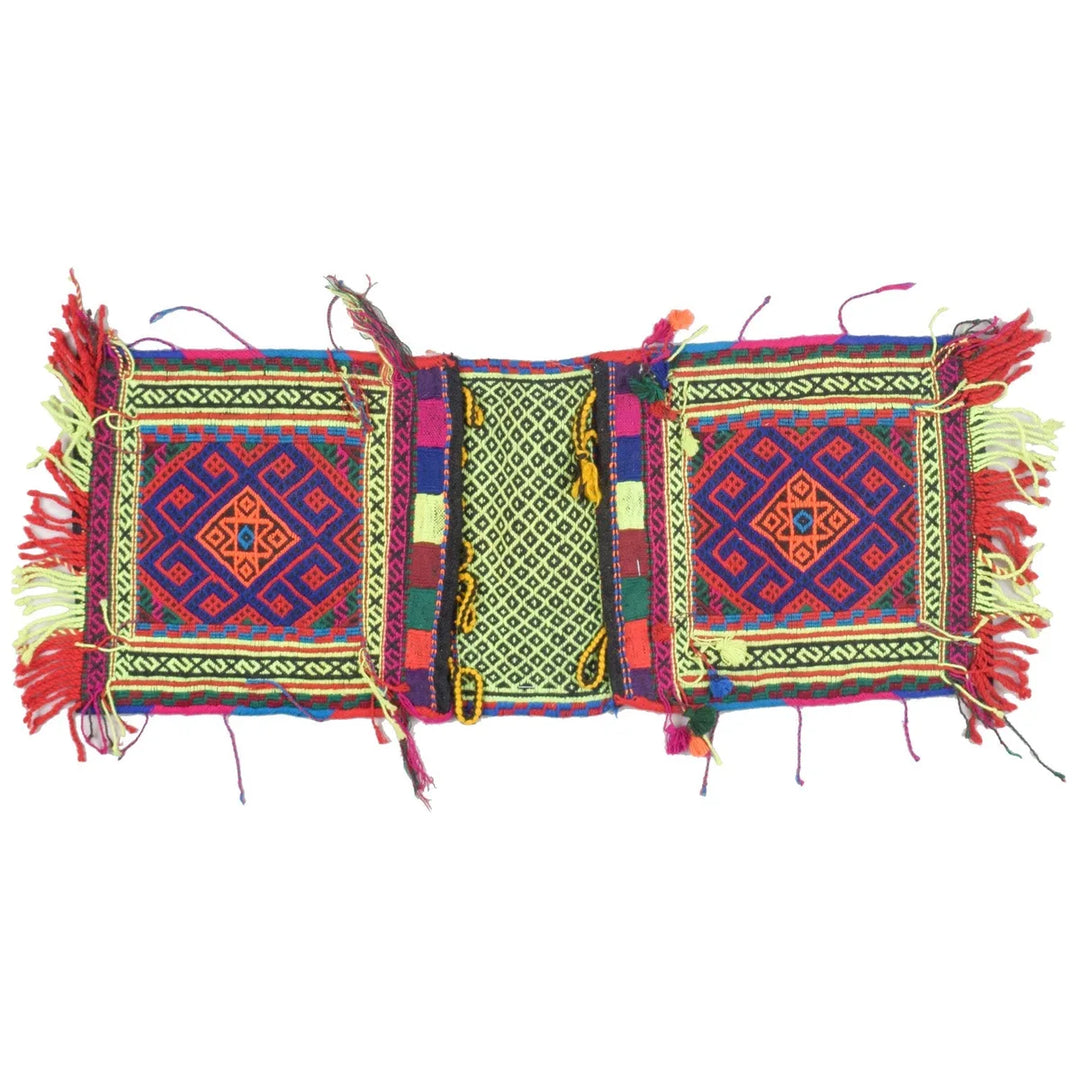 Afghan Tribal Baluch Saddle Bag Rug 0' 11" x 2' 5" Flat-Weave | No. AL85183
