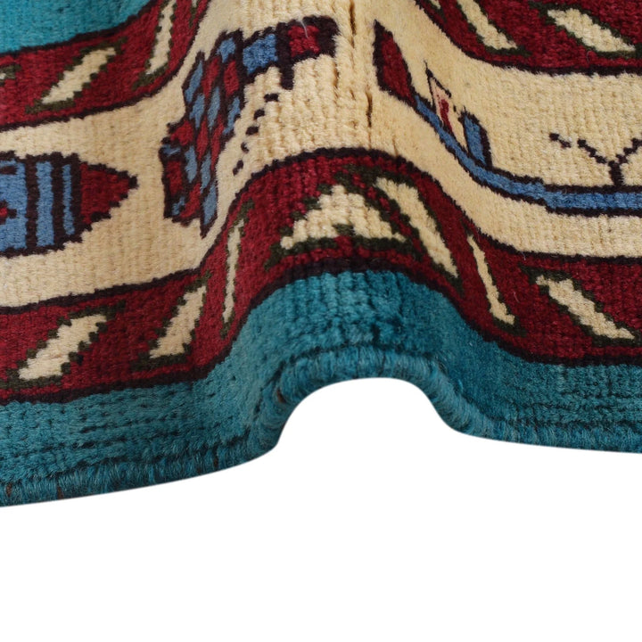 Blue Afghan War Rug 4' 2" x 5' 11" Hand-Knotted | No. AL85201
