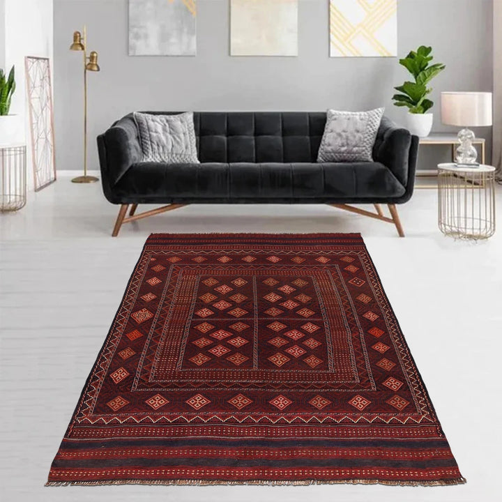 Afghan Laghari Kilim Rug 4' 7" x 6' 3" Flat-Weave | No. AL85278