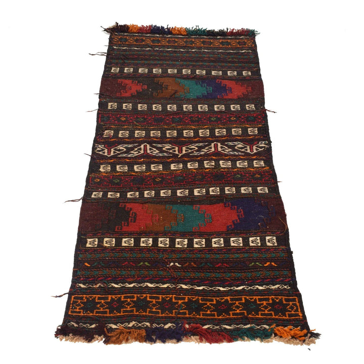 Afghan Sufra Kilem Runner 2' 0" x 4' 8" Flat-Weave | No. AL85342