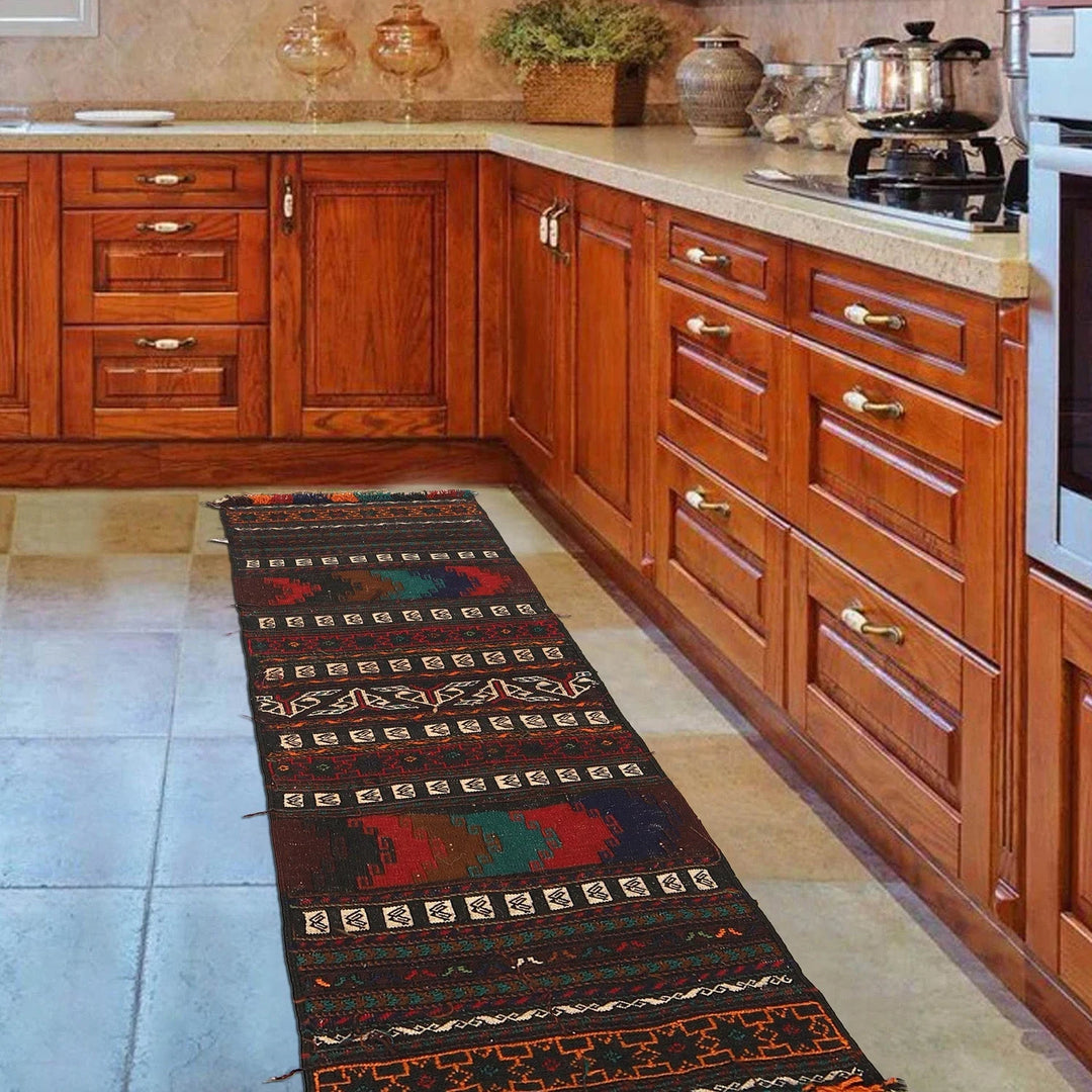 Afghan Sufra Kilem Runner 2' 0" x 4' 8" Flat-Weave | No. AL85342