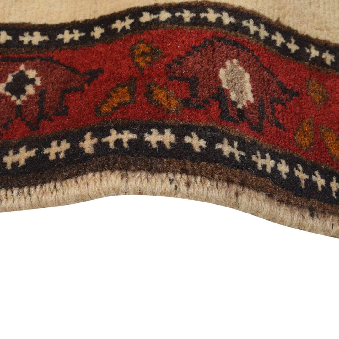 Ivory Afghan War Rug 2' 9" x 4' 0" Hand-Knotted | No. AL85345