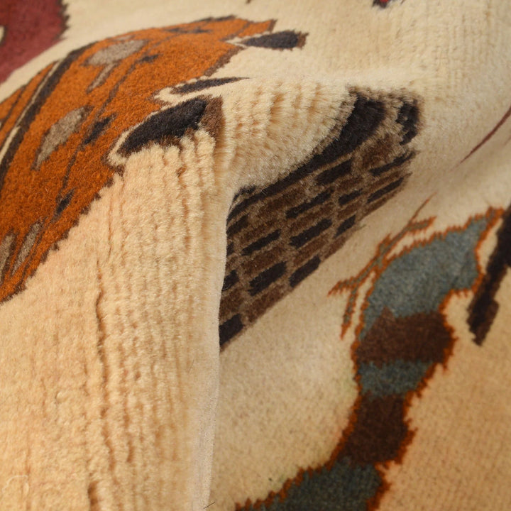 Ivory Afghan War Rug 2' 9" x 4' 0" Hand-Knotted | No. AL85345