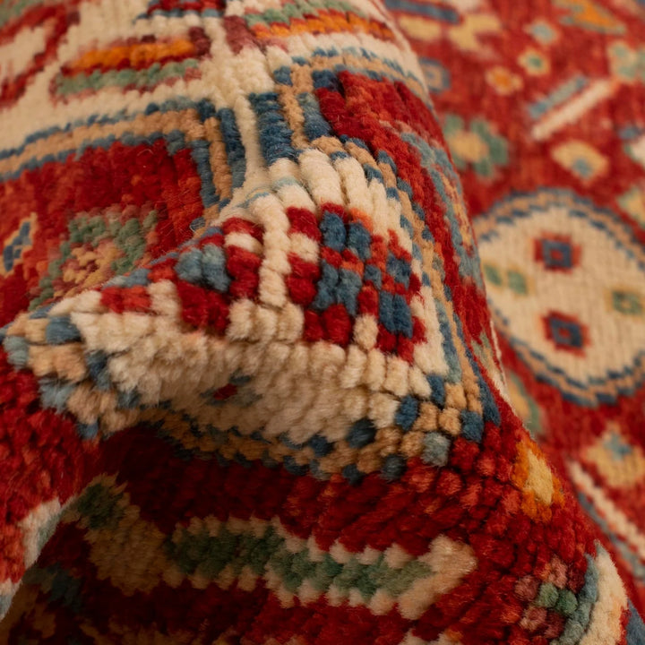 Red Afghan Shiraz Rug 3' 9" x 5' 8" Hand-Knotted | No. AL85380