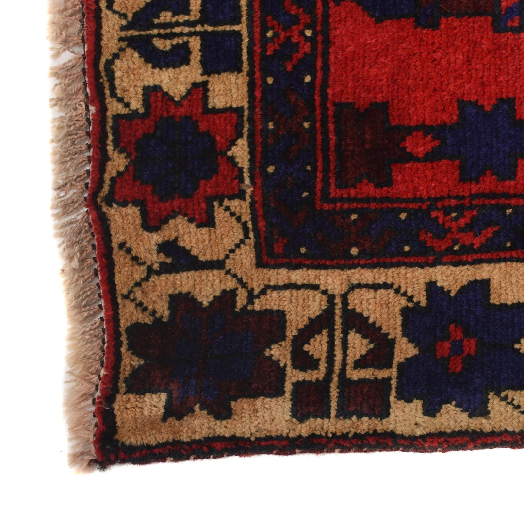 Red Afghan Prayer Rug 2' 9" x 4' 3" Hand-Knotted | No. AL85398