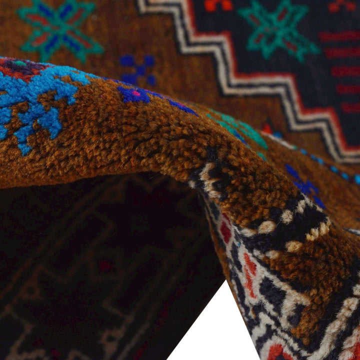 Brown Afghan Prayer Rug 2' 9" x 4' 0" Hand-Knotted | No. AL85444