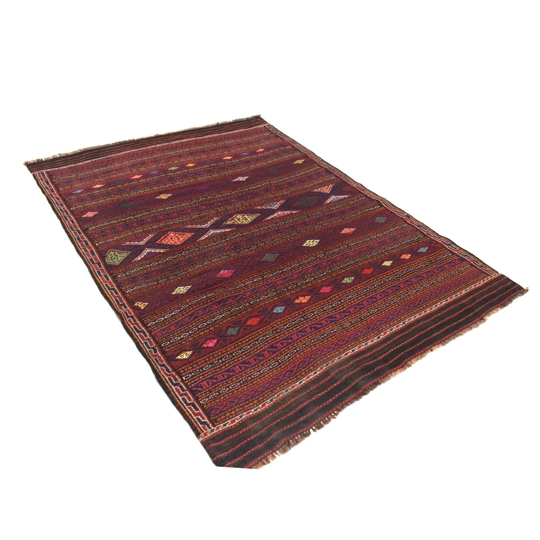 Afghan Laghari Kilim Rug 4' 6" x 6' 5" Flat-Weave | No. AL85448