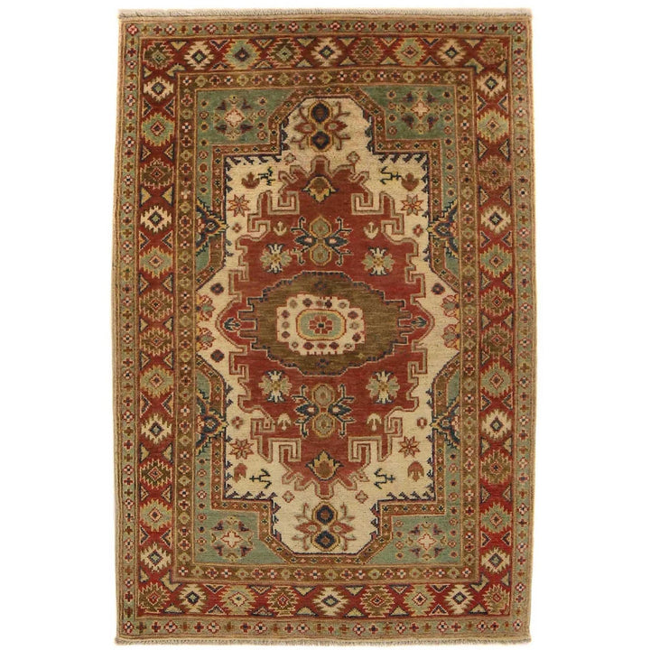 Afghan Heriz Rug 3' 5" x 5' 0" Hand-Knotted | No. AL85523
