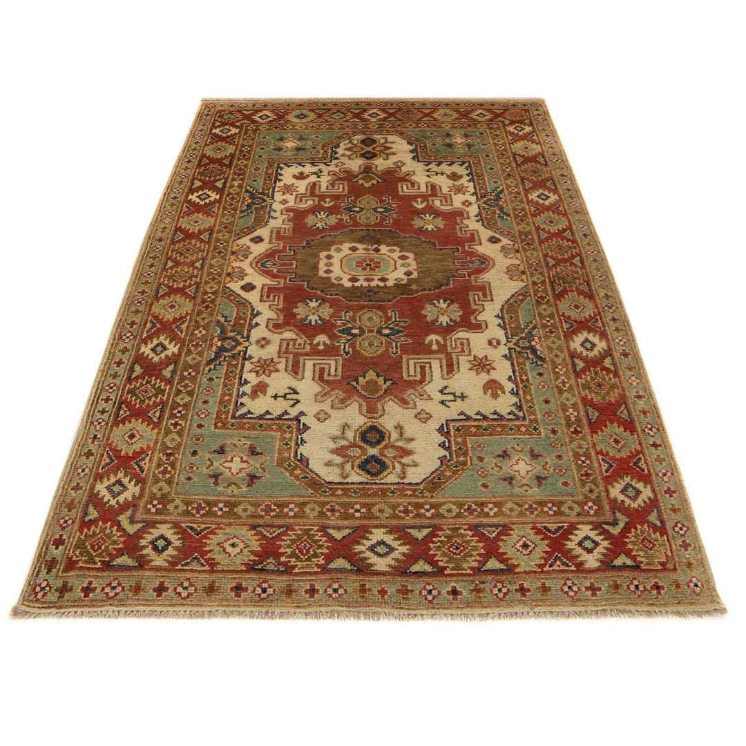 Afghan Heriz Rug 3' 5" x 5' 0" Hand-Knotted | No. AL85523