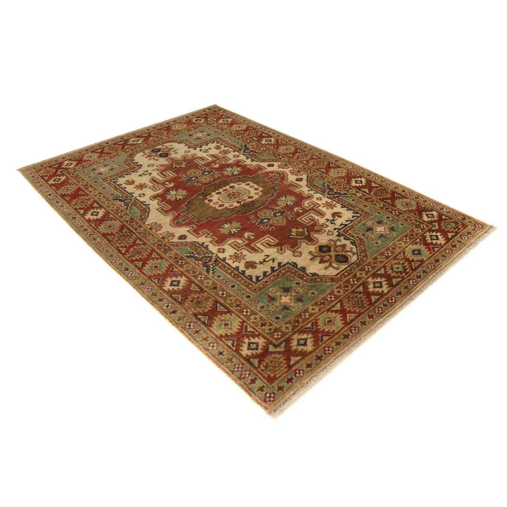 Afghan Heriz Rug 3' 5" x 5' 0" Hand-Knotted | No. AL85523