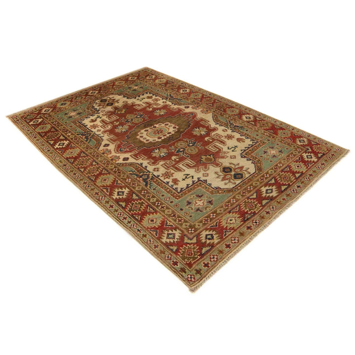 Afghan Heriz Rug 3' 5" x 5' 0" Hand-Knotted | No. AL85523