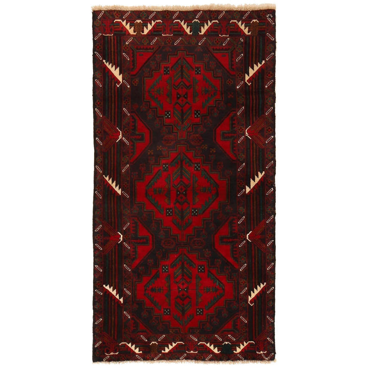 Red Afghan Baluchi Rug 3' 1" x 6' 0" Hand-Knotted | No. AL85541