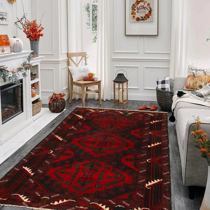 Red Afghan Baluchi Rug 3' 1" x 6' 0" Hand-Knotted | No. AL85541