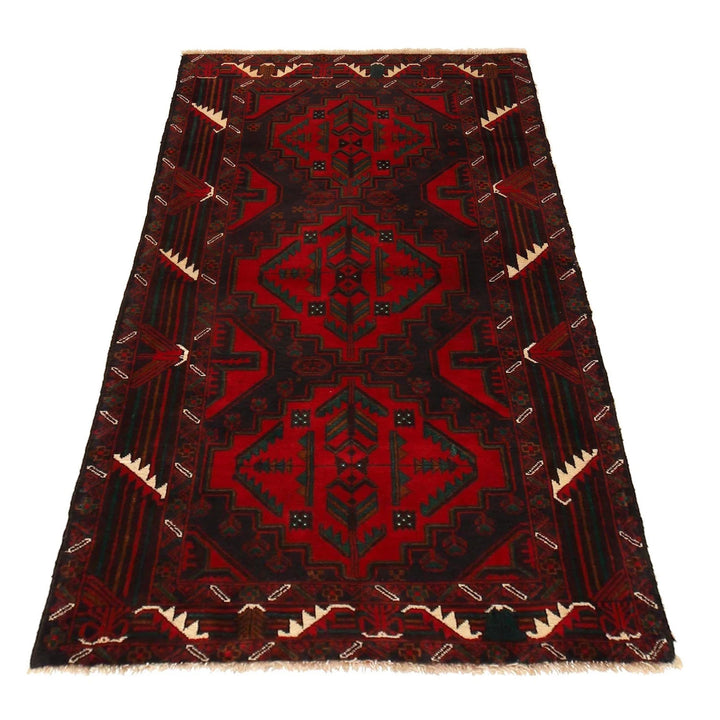 Red Afghan Baluchi Rug 3' 1" x 6' 0" Hand-Knotted | No. AL85541