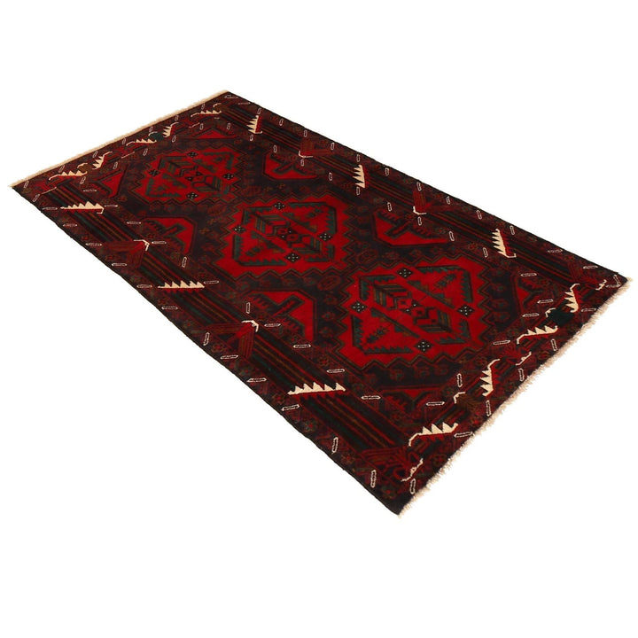 Red Afghan Baluchi Rug 3' 1" x 6' 0" Hand-Knotted | No. AL85541