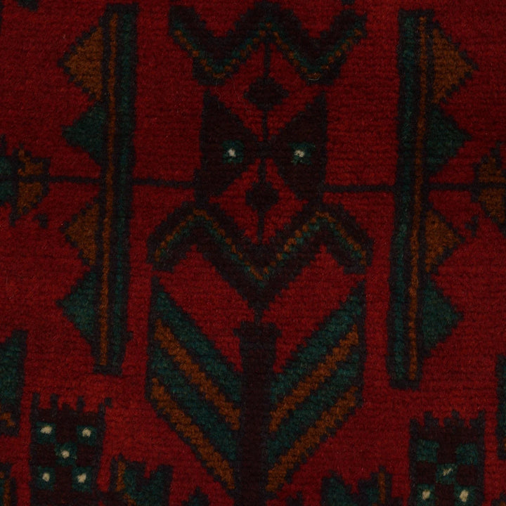 Red Afghan Baluchi Rug 3' 1" x 6' 0" Hand-Knotted | No. AL85541