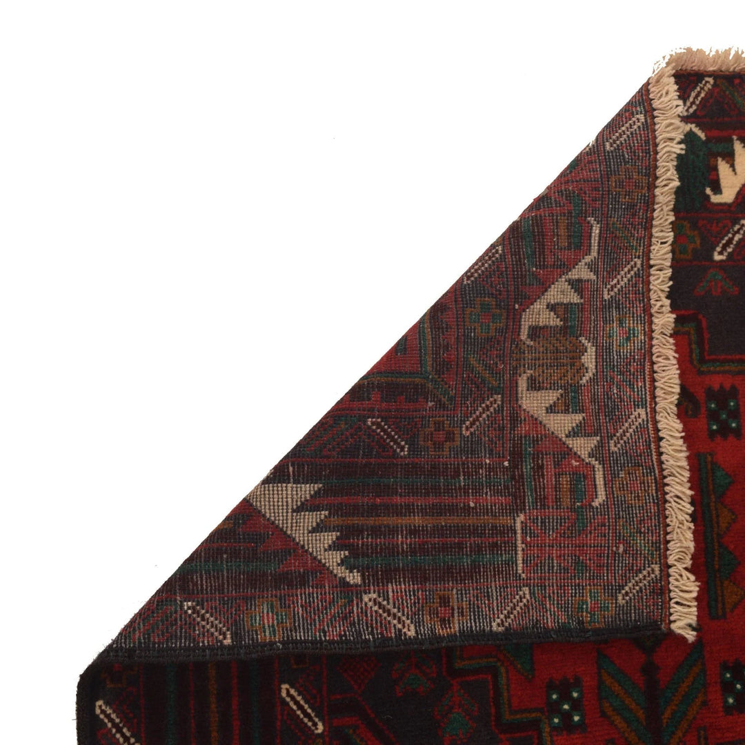 Red Afghan Baluchi Rug 3' 1" x 6' 0" Hand-Knotted | No. AL85541