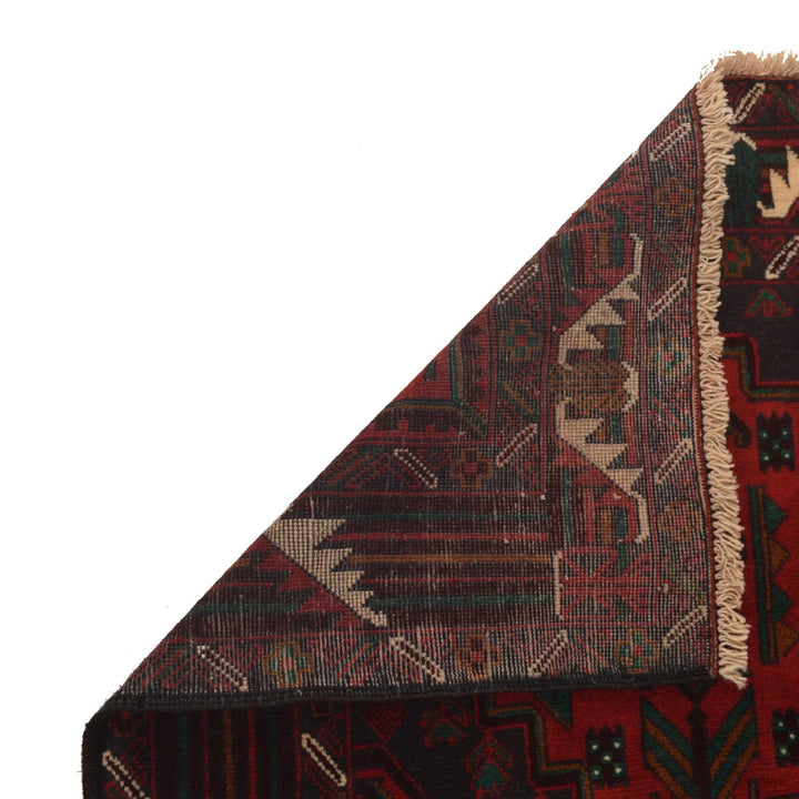 Red Afghan Baluchi Rug 3' 1" x 6' 0" Hand-Knotted | No. AL85541
