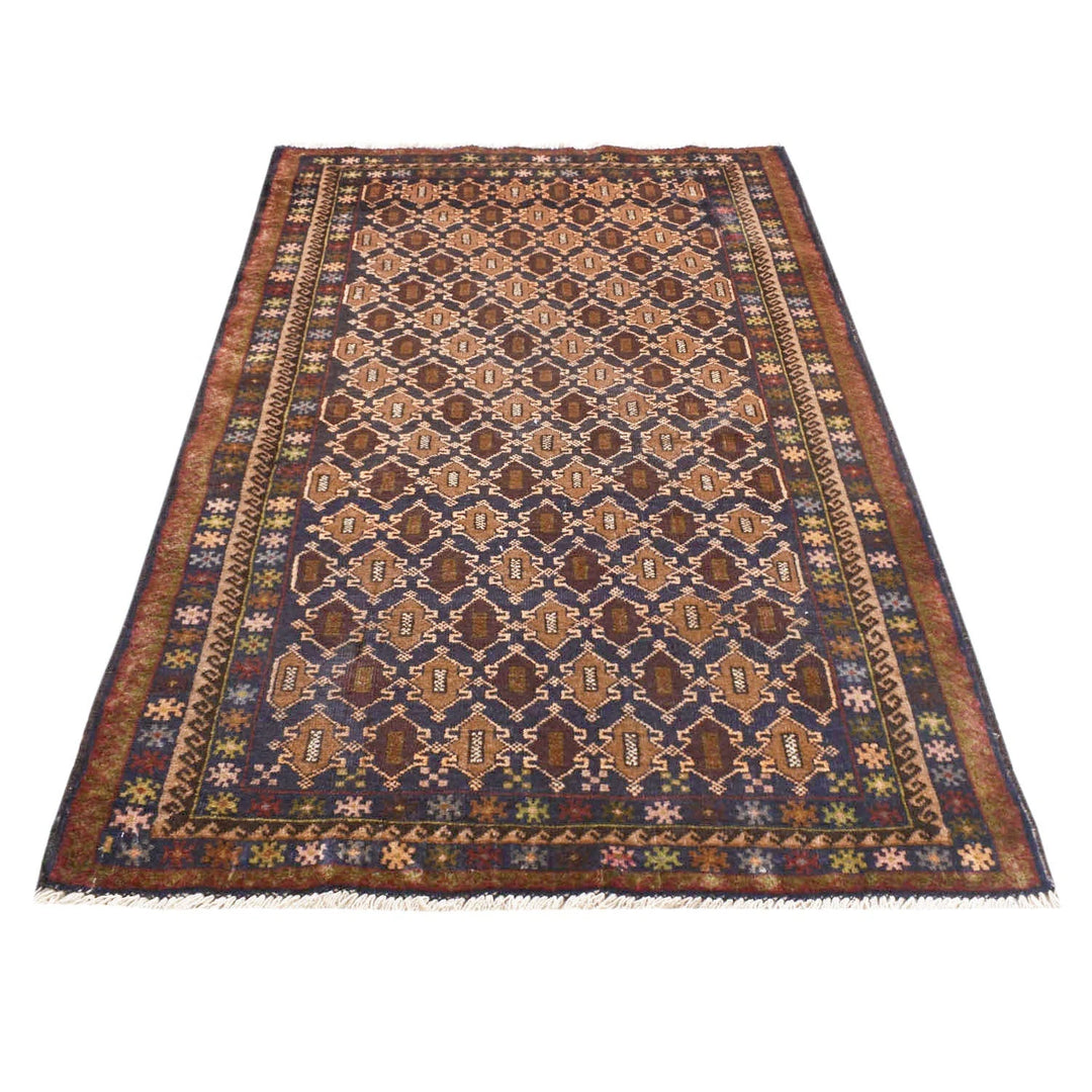 Afghan Baluchi Rug 2'11" x 4'9" Hand-Knotted | No. AL85595