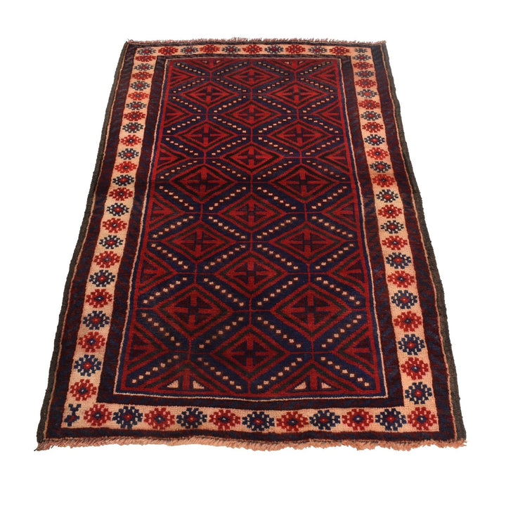 Afghan Baluchi Rug 2' 11" x 4' 8" Hand-Knotted | No. AL85611